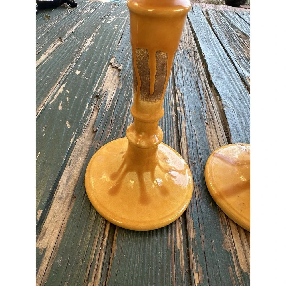 Abigails italy Yellow Pair Of Ceramic CandleStick‎ 12inch